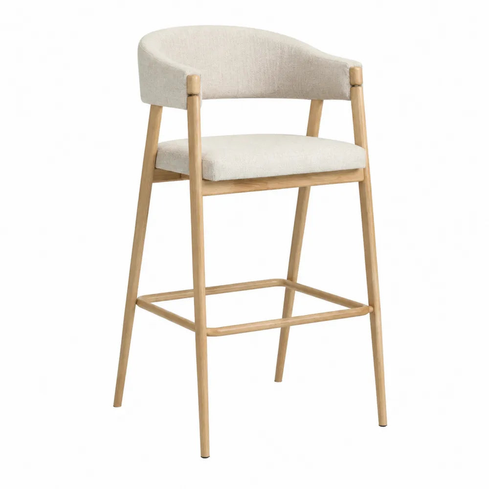 Taburete de barra de tela y madera