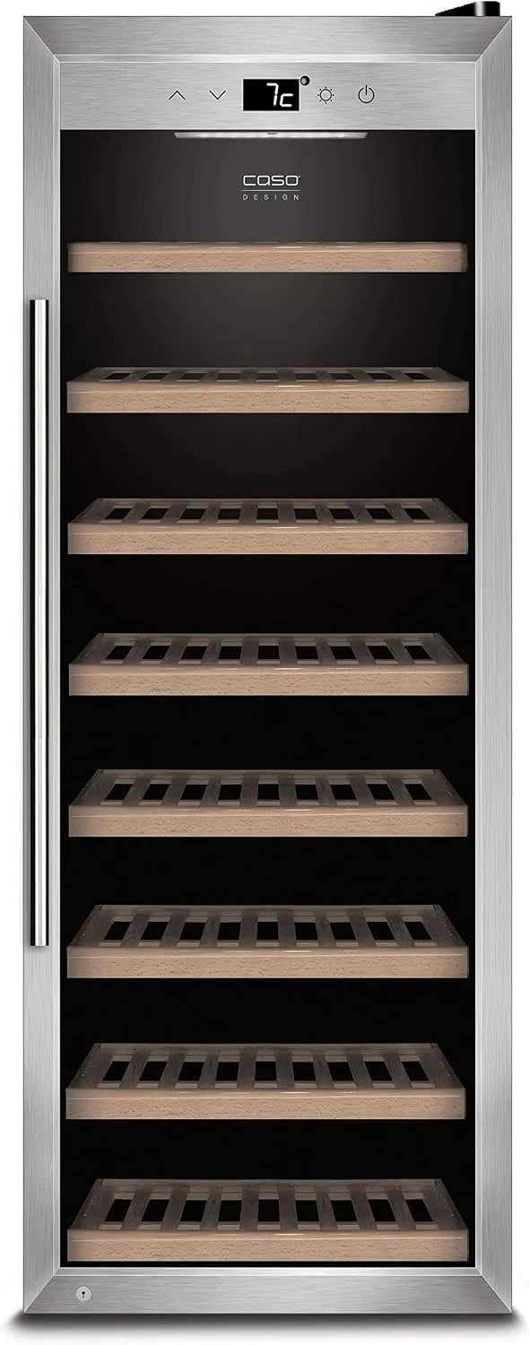 Caso, Indbyggede vinkøleskabe, WineSafe 43 - Design vin køleskab til op til 43 flasker (op til 310 mm højde), en, Sølv / sort, 310 mm, 43 v