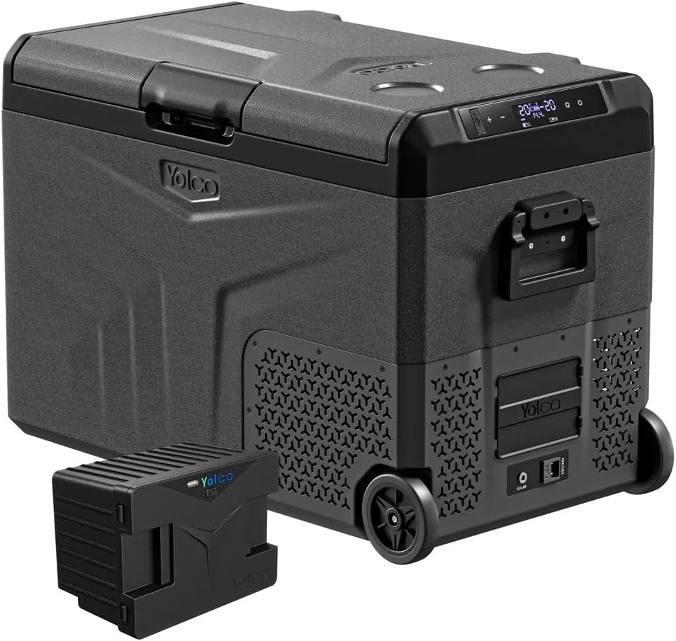Yolco 12/24V TCX50, Køleskabe, Space Grey Compressor Cooling Box 50L + batteri - Dual Zone, 20 ° C, 12 / 24V &, Grå, 24V, 50L, 230V, 52L