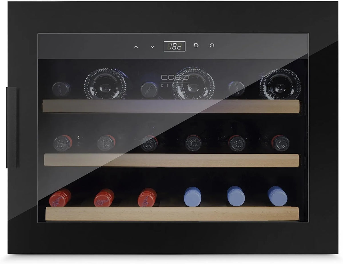 Caso, Indbyggede vinkøleskabe, WineSafe 18 EB sort Design Build- in Vin Køleskab med komprimering teknologi til, Sort, 310 mm, 18 v, 31 cm