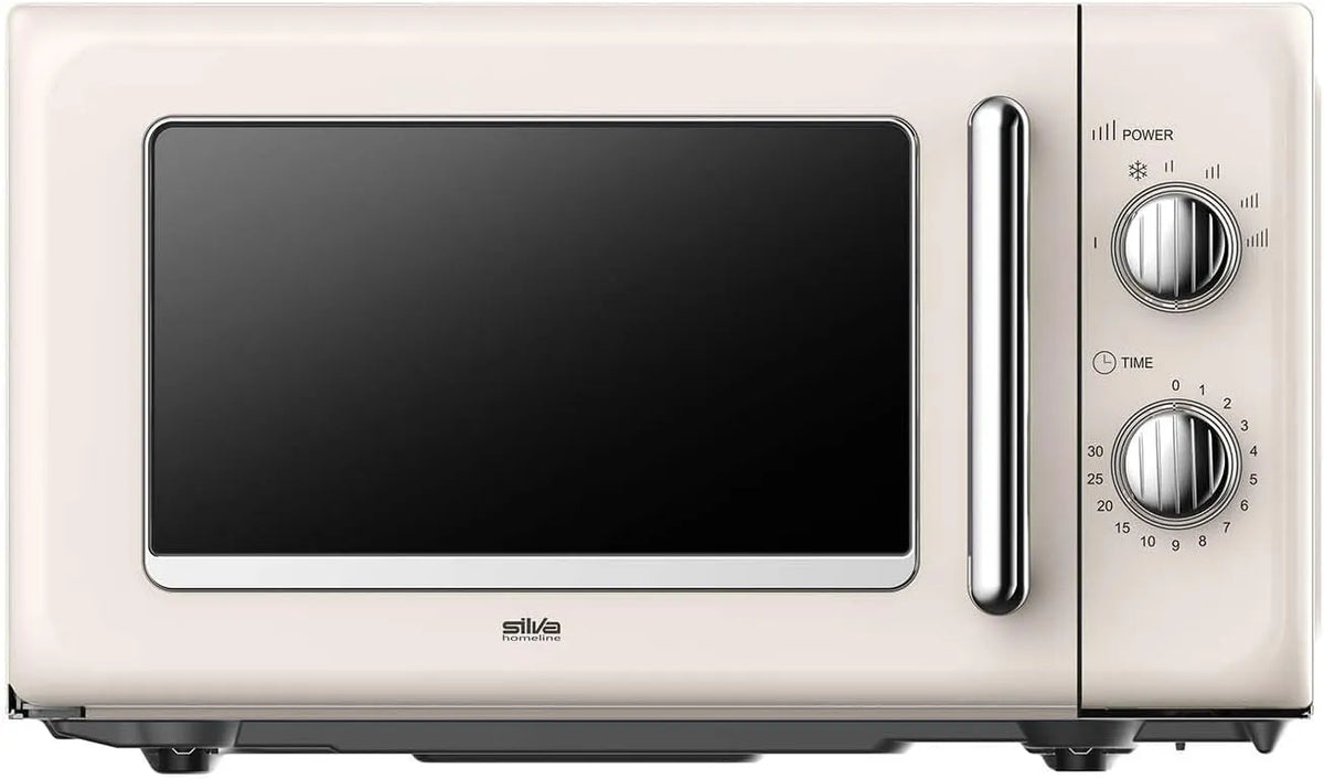 Silva Schneider, Multifunktionelle mikrobølgeovne, MW- R 25.3 Retro Mikrobølgeovn 20L, 700 Watt, 6 effektniveauer, timere, Beige, 20L, 700 W