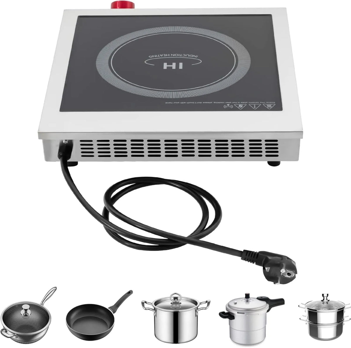 WSIKGHU 220-240V, Kogeplader, 3500W Kommerciel induktionspumper, 220- 240V Euro stik, 60- 270 ° C Justerbar, Sort, 240V, 3500W, 43 x 35 x 9CM