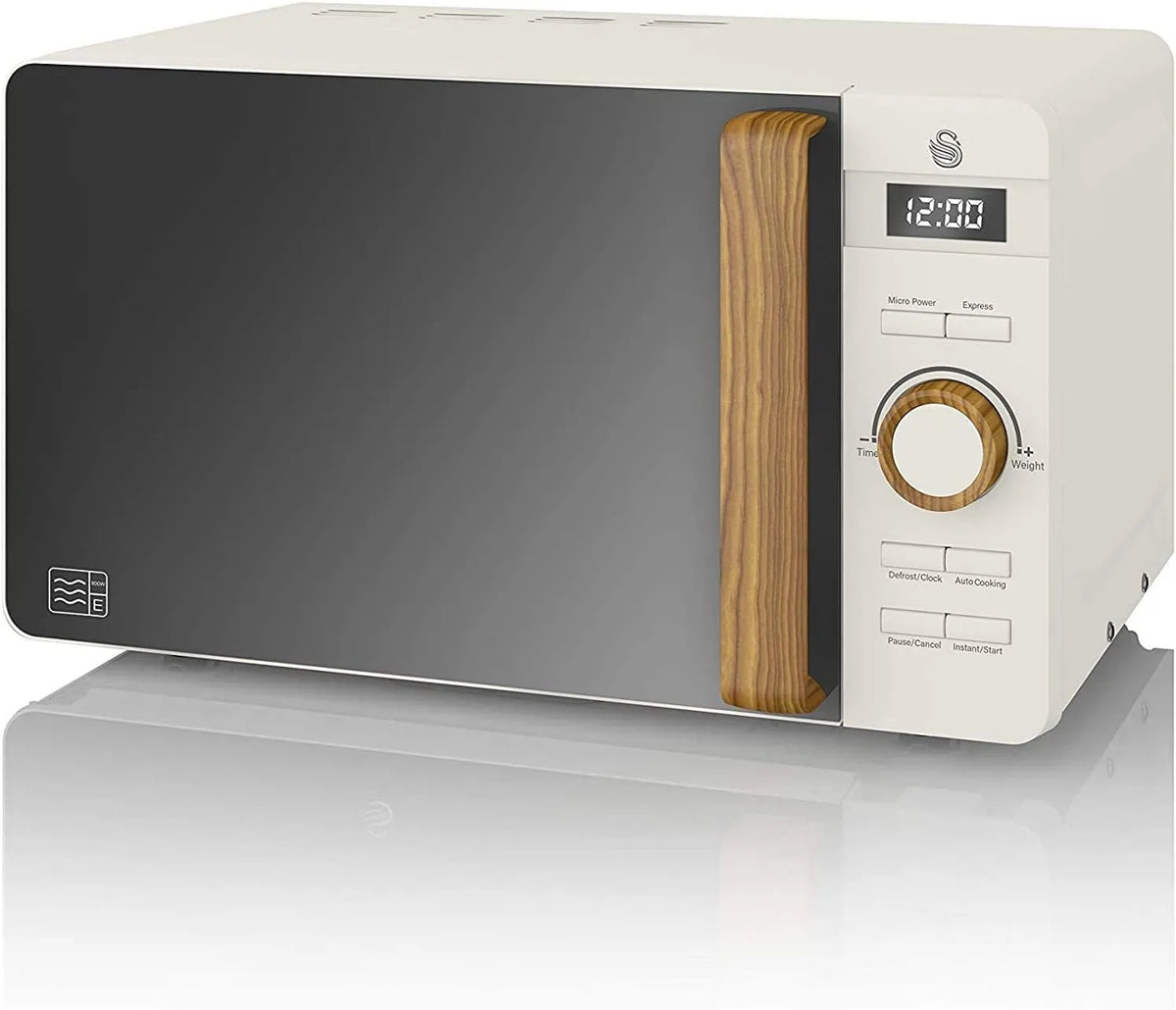 Swan 30-Minuten-Timer, Mikrobølgeovn med varm luft, Svanen Nordic 20 L digital mikrobølgeovn, 6 effektniveauer, 800 W strøm, 30, Sort / sølv, 20 L