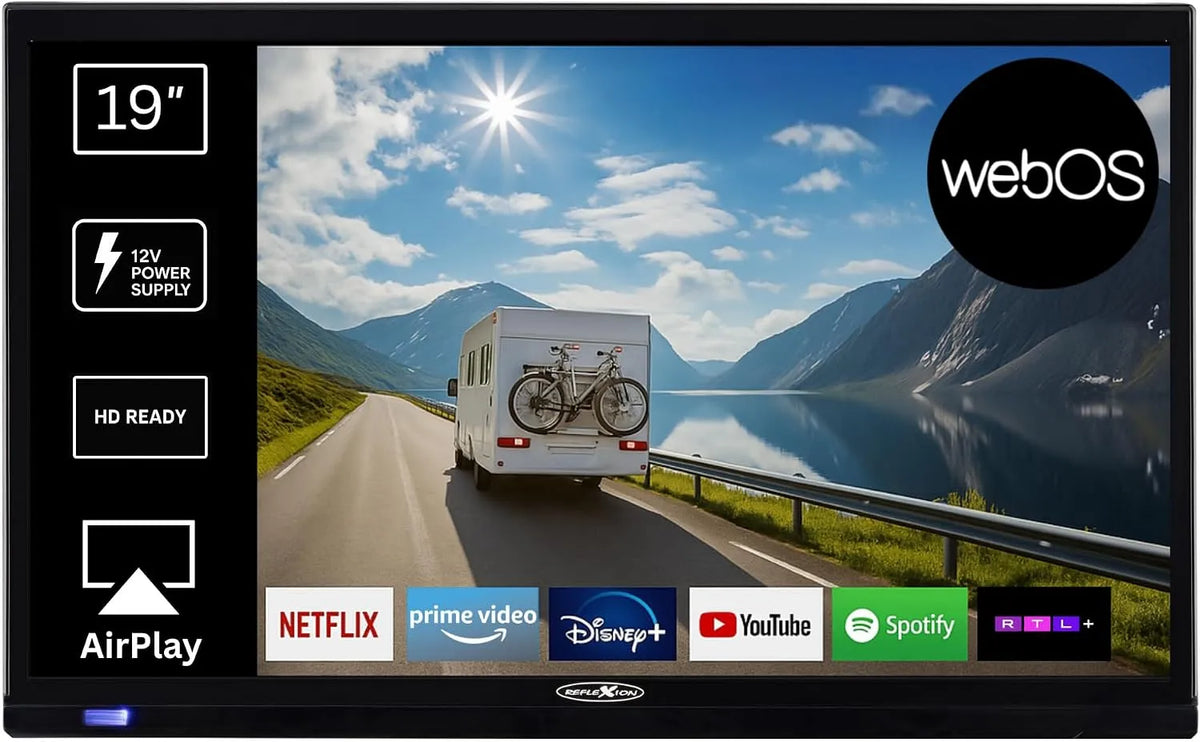 REFLEXION 12V/230V DVB-T2/S2/C, Bærbare TV'er, Refleksion LED19iBT 19 tommer Smart TV (HD Ready, DVB-T2 / S2 / C, HDMI, CI +, Sort, 12V, 230V