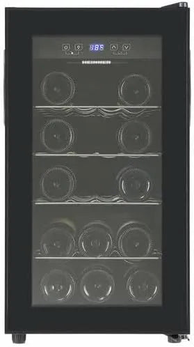 HEINNER HRV-A52DRM18, Indbyggede vinkøleskabe, HRV- vin køleskab, 52 l, energiklasse G, ca. 18 flasker (750 ml), LED-skærm, Sort, 18 v