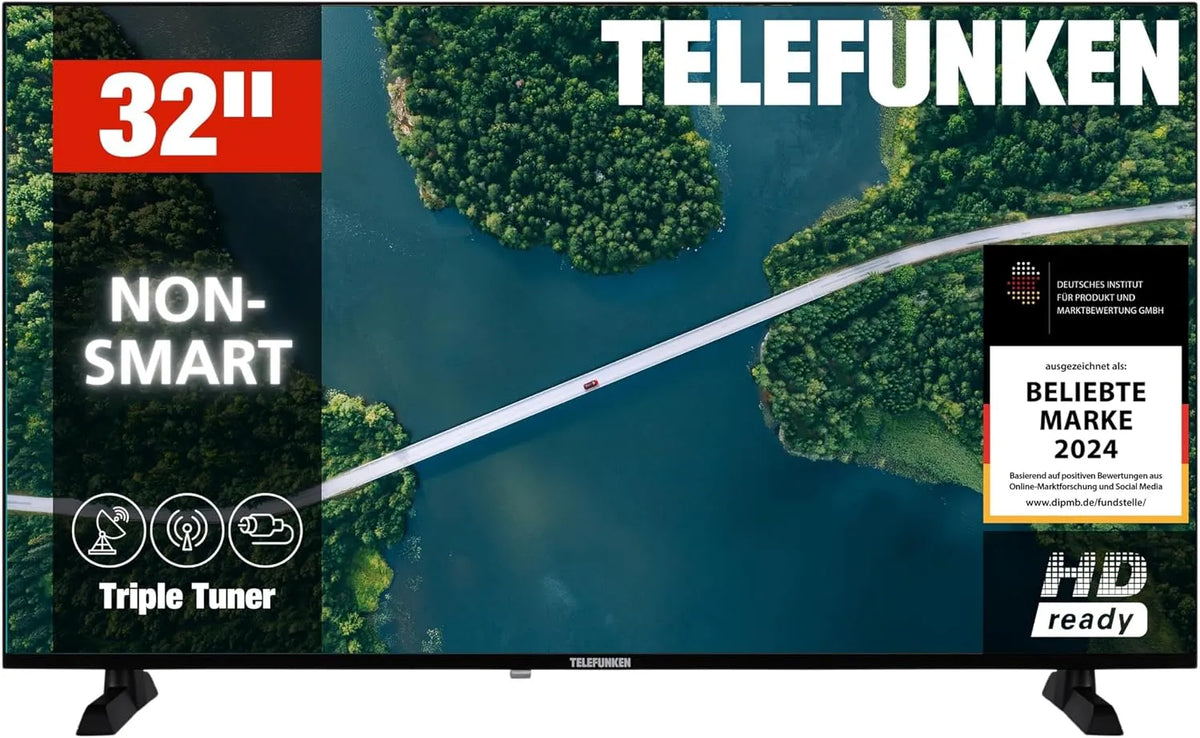TELEFUNKEN XH32P900S, TV'er, TELEFUNGEN TV 32 inches (80 cm) LED-tv HD- Klar opløsning, Sort, 32 inch, 80 cm, 1366x768, 2 x 6