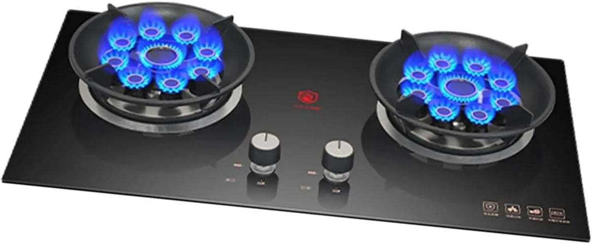 THEGA 2-kW-K 2-Flammen-Gasherd, Komfursæt, 2 Flammegaskobling, 5, 2-kW Køkken Gaskobling, Bord- og skylleboks, Pot støbt, Grå, 2 kW, 2 g