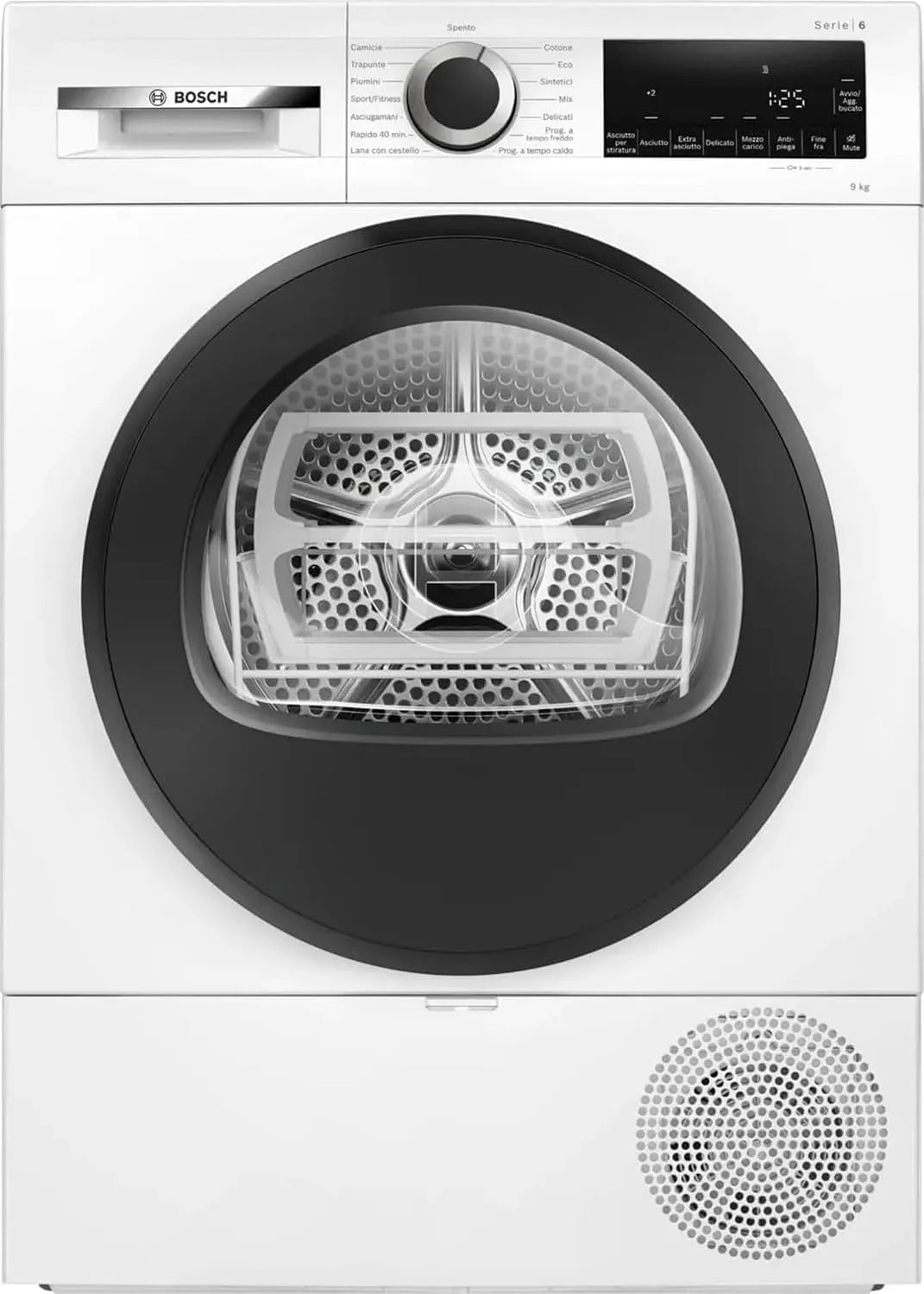 Bosch, Varmepumpetørretumblere, ASCIUG 9KG EASYCLEAN CESTO LANA, Sort, 9KG, 1, 5 cm, 128 kW, 112 l