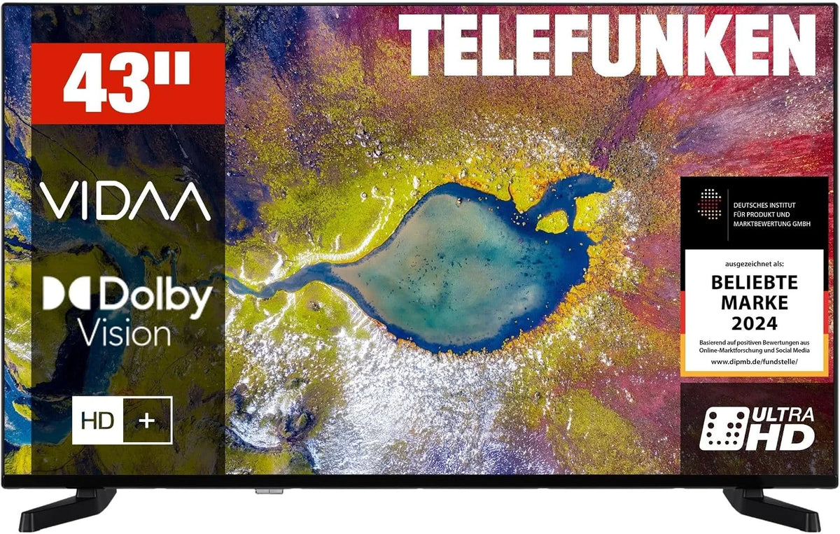 TELEFUNKEN D43U790B2CW, TV'er, Telefoner TV 43 tommer VIDAA Smart TV 4K UHD opløsning, Sort, 4K, 108 cm, 3V, 43 inch