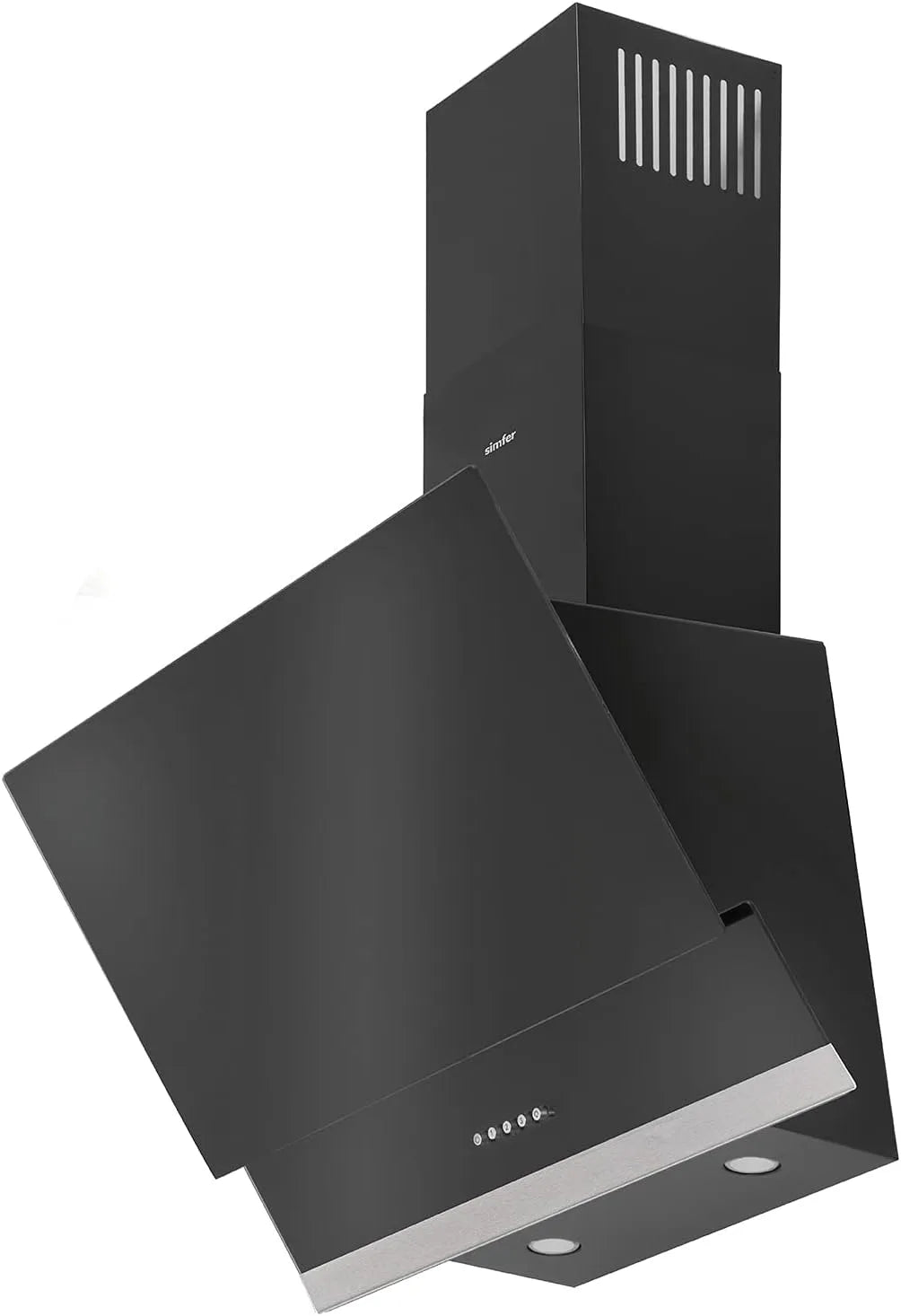 Simfer, Væghængte emhætter, Simmerudsugningsglas CH 5658, Sort / sølv, 5658 L