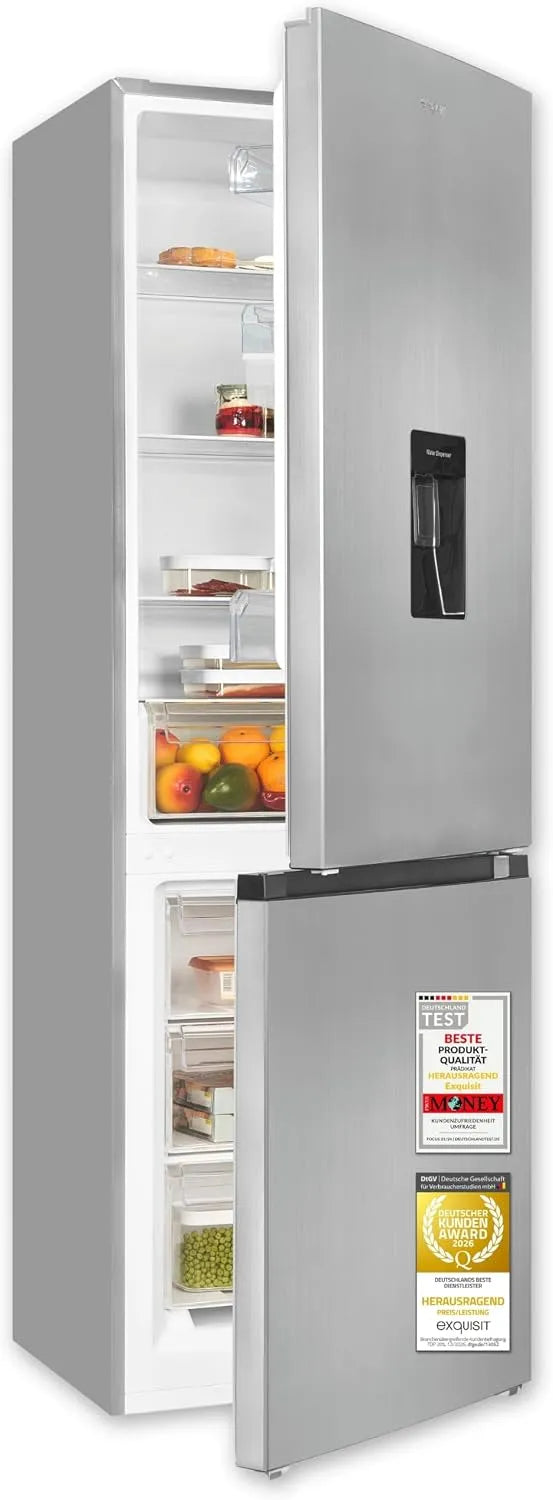 Exquisit, Køle-/fryseskabe, Udsøgte køleskabe -fryser fritstående med vand dispenser, 313 l, Hvid, 96 l, 4 kg, 149 kW