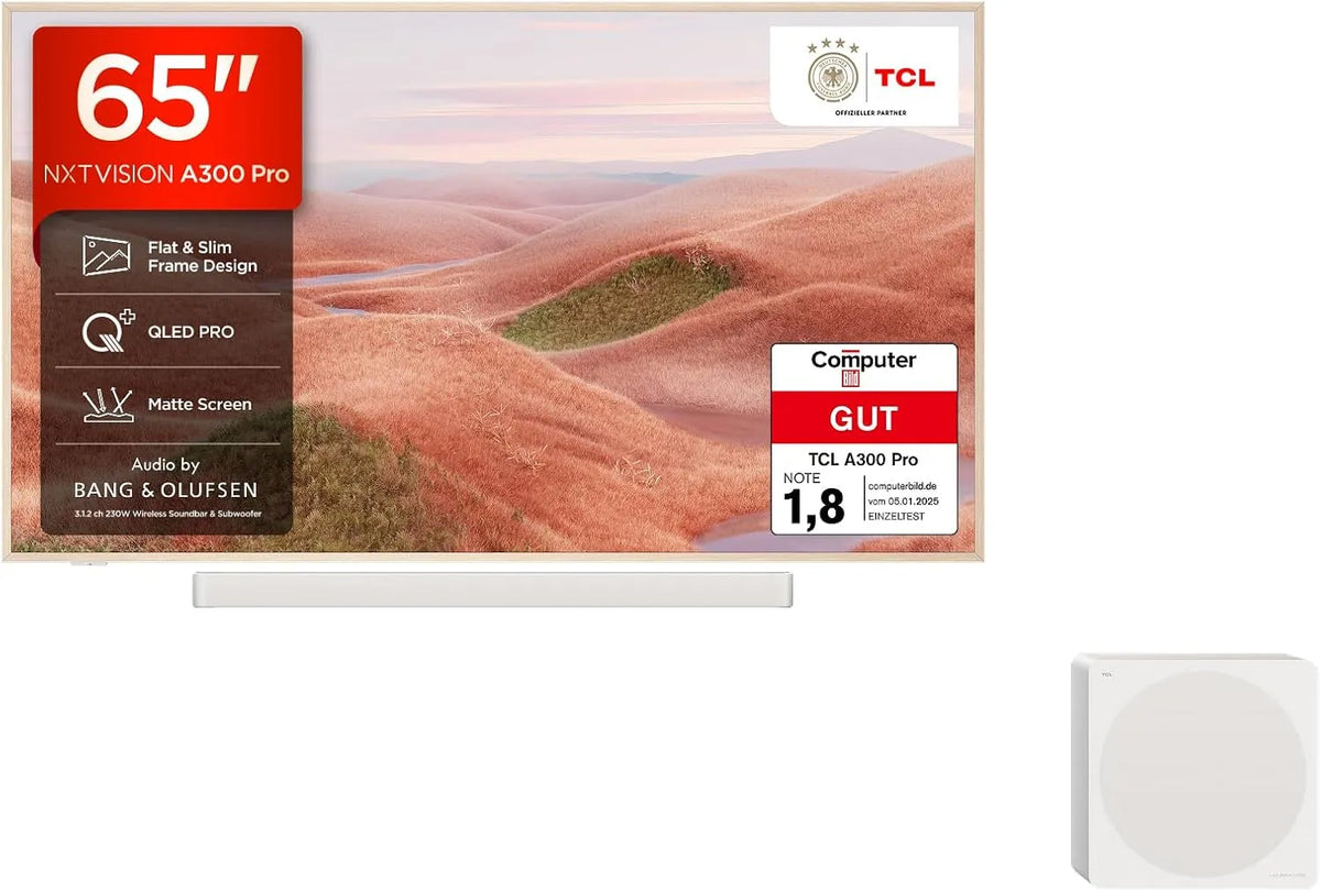 TCL NXTVILLA300, TV'er, PRO 65 tommer QLED PRO TV, 4K UHD Art TV, Magnetisk Frame Design, Ai 'Art, Sort, QLED, 4K, 144 Hz, 3L