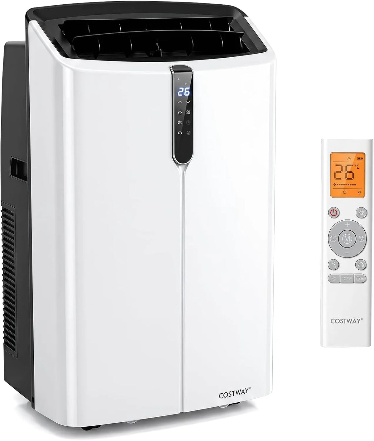 COSTWAY, Mobile klimaanlæg, 12000 BTU Air Conditioning Mobile med Exhaust Slow & fjernbetjening / Wifi, Hvid, 12000 BTU, 47 db, 14.000 BTU