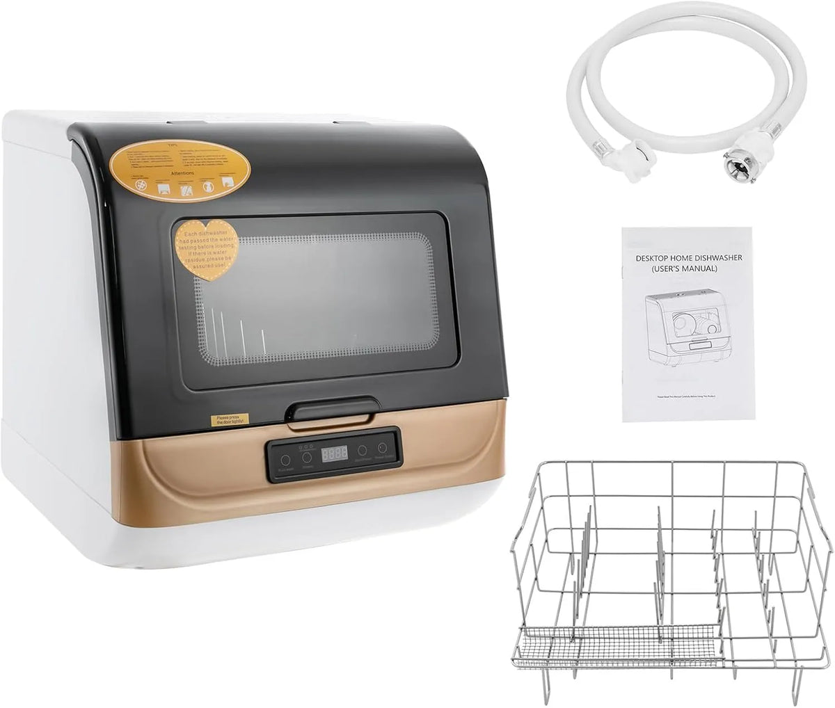 gegeweeret, Bordopvaskemaskiner, Mini opvaskemaskine med touch skærm • 6 lofter & 3 programmer • 800W, Guld, 6 l, 800W, 45x40cm