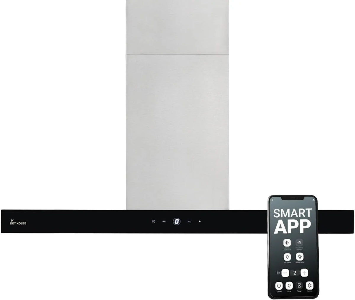 KKT KOLBE, Frithængende emhætter, KKT PISTON Filler- område 90cm, Sort / sølv, 90cm, 9 v, 70 cm