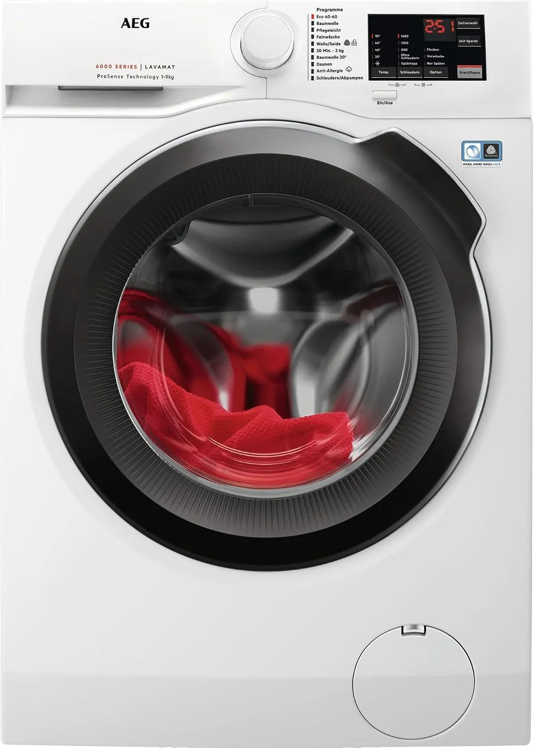 AEG L6AMZ49FL, Vaskemaskiner, vaskemaskine, serie 6000 med ProSense ®, 9, 0 kg, rolige, automatisk mængde, Hvid, 1400 rpm, 9W, 11G