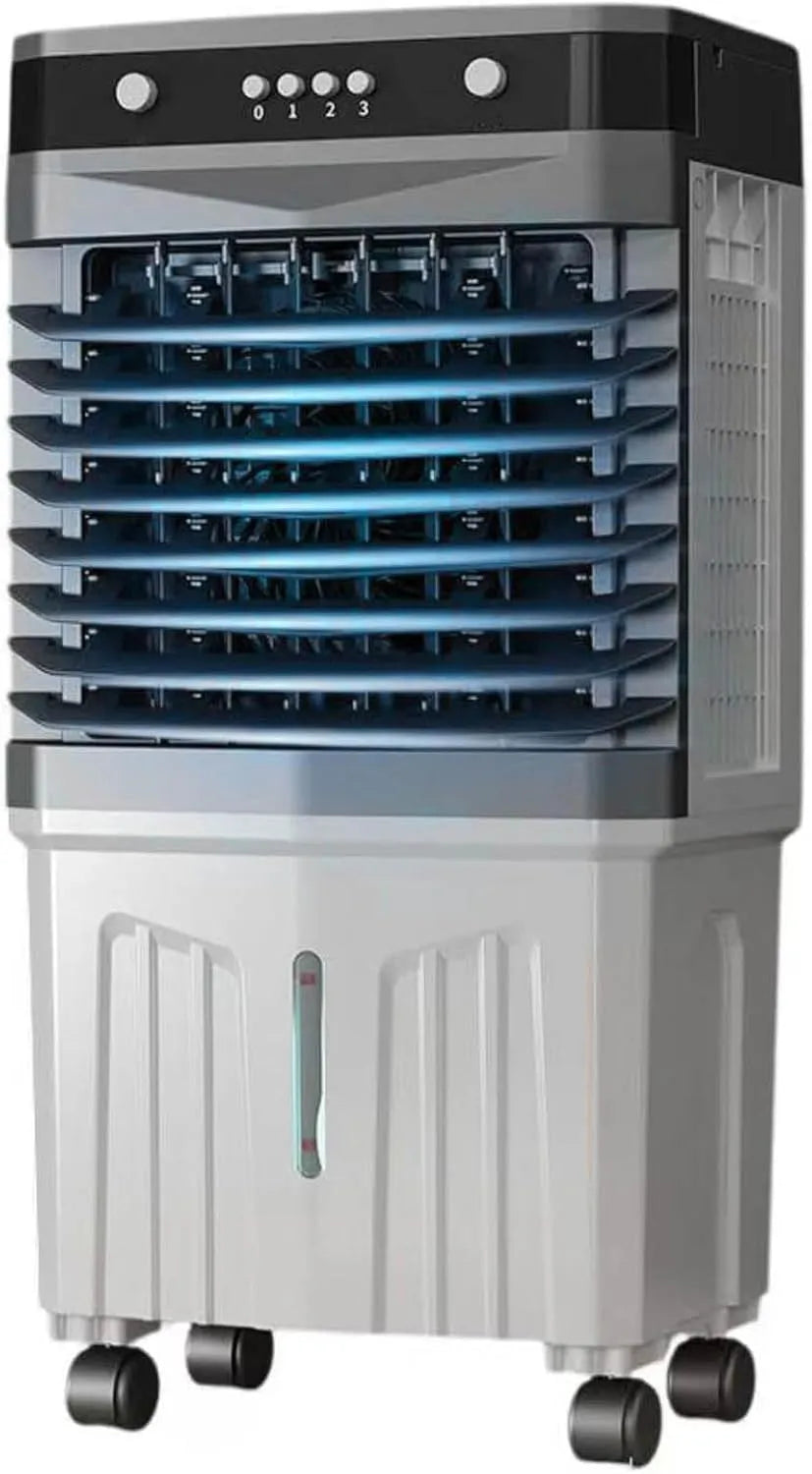 LaYiQimn 12-Stunden-Timer, Mobile klimaanlæg, Mobile aircondition, bærbar fordampningskøler med vandtank, 3 hastighedsniveauer, Hvid