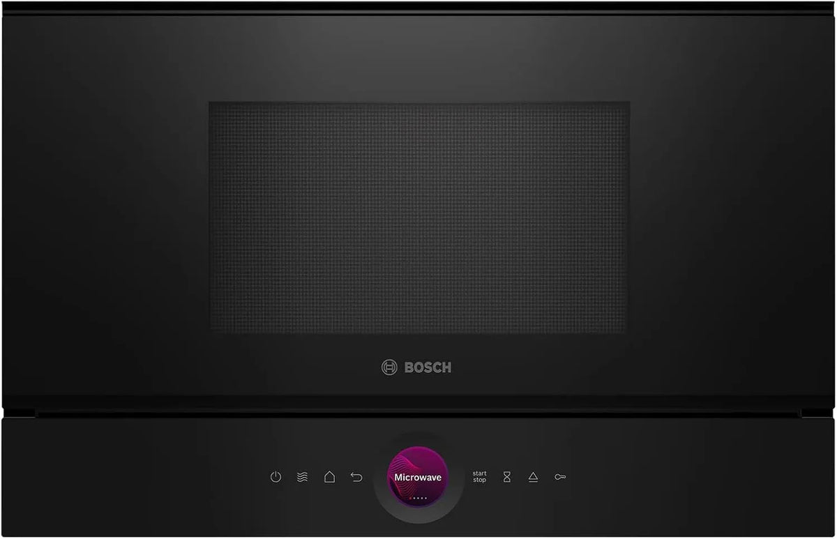 Bosch BFR7221B1, Mikrobølgeovn med varm luft, Bygge- og anlægsvirksomhed i sort mikroovn, Sort, 900 W, 90 W, 180 W, 360 W