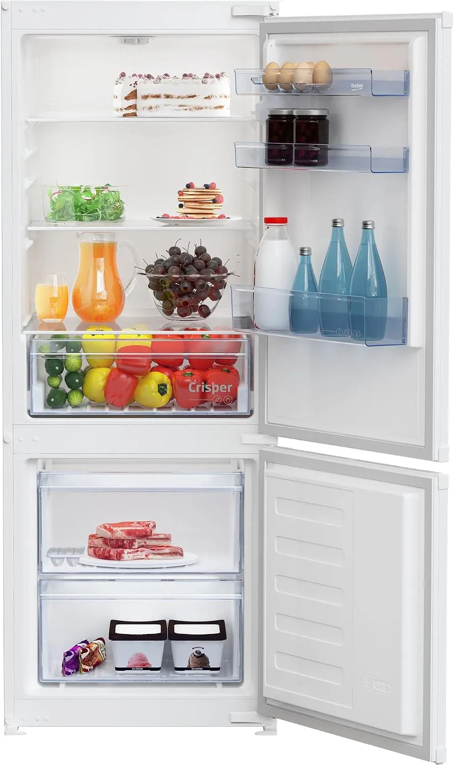 Beko 145er BCSA240K4SN, Køle-/fryseskabe, b100 Integratable køleskab / fryser, 214 l brugbar kapacitet, 156 l køling, 58 l, Hvid, 214 l, 156 l