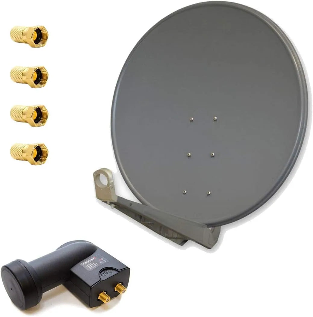 Premium X, ZXQKEEP0QXZ, X ZXQKEEP1QXZ, Satellitretter, X SAT system 100cm Alu Antracite Twin LNB 2 deltager Sky Full HD 3D TV Set, anthracit, 100cm