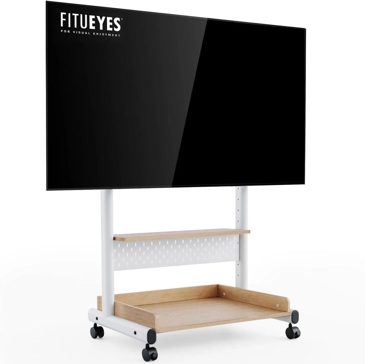 FITUEYES, Stativfødder, FITUEJA TV stand Rolling bar til 40-85 tommer, Max VESA 600x400mm, natur, Sort, 600x400mm, 85 inch, 60 kg, 1406 mm