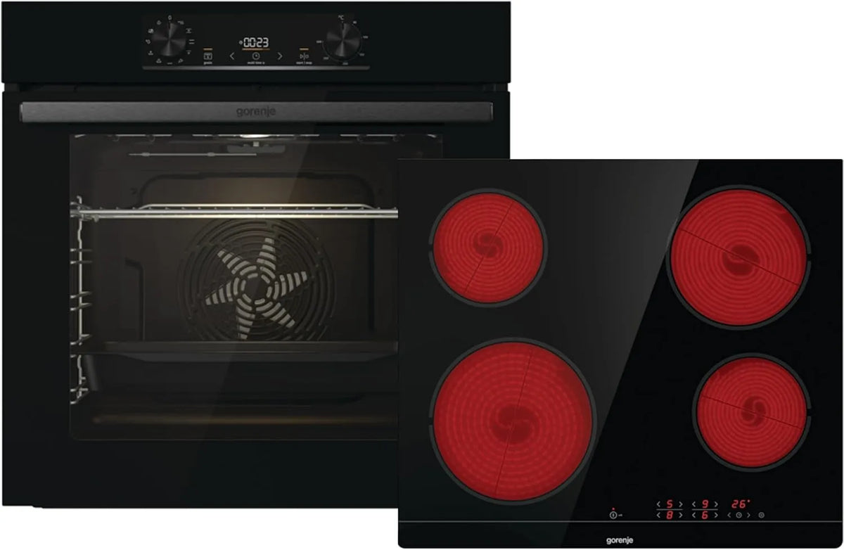 Gorenje 77L/Pizzamode ECT641BSC, Kogeplader, Build- in Bagning Oven Set Jump Set Aqua / C / Kombination af selv- tilstrækkelig, Sort, 77L