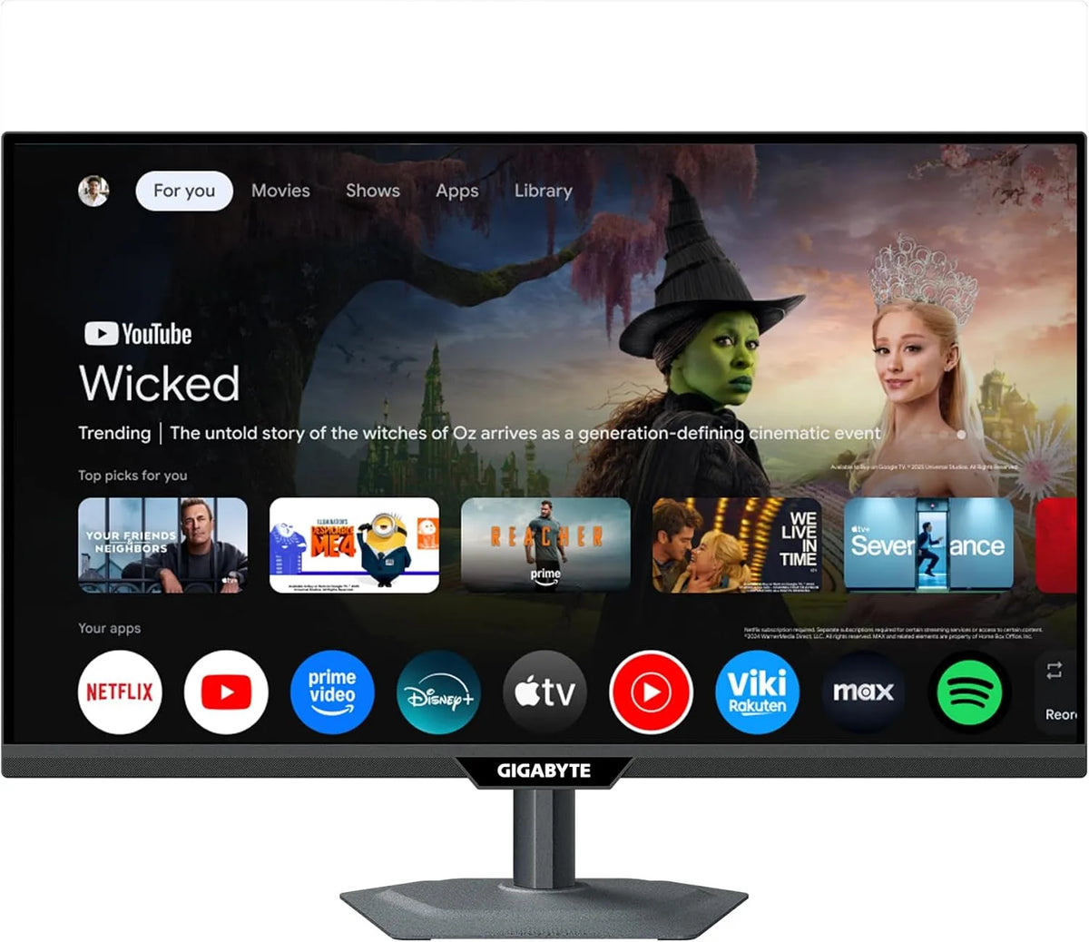 Gigabyte M27QS HDR400, Skærme, 27 ′ ′ ′ 2K QHD Smart Monitor - Google TV, Trådløst skærm, 2560 x 1440, 180Hz, Sort