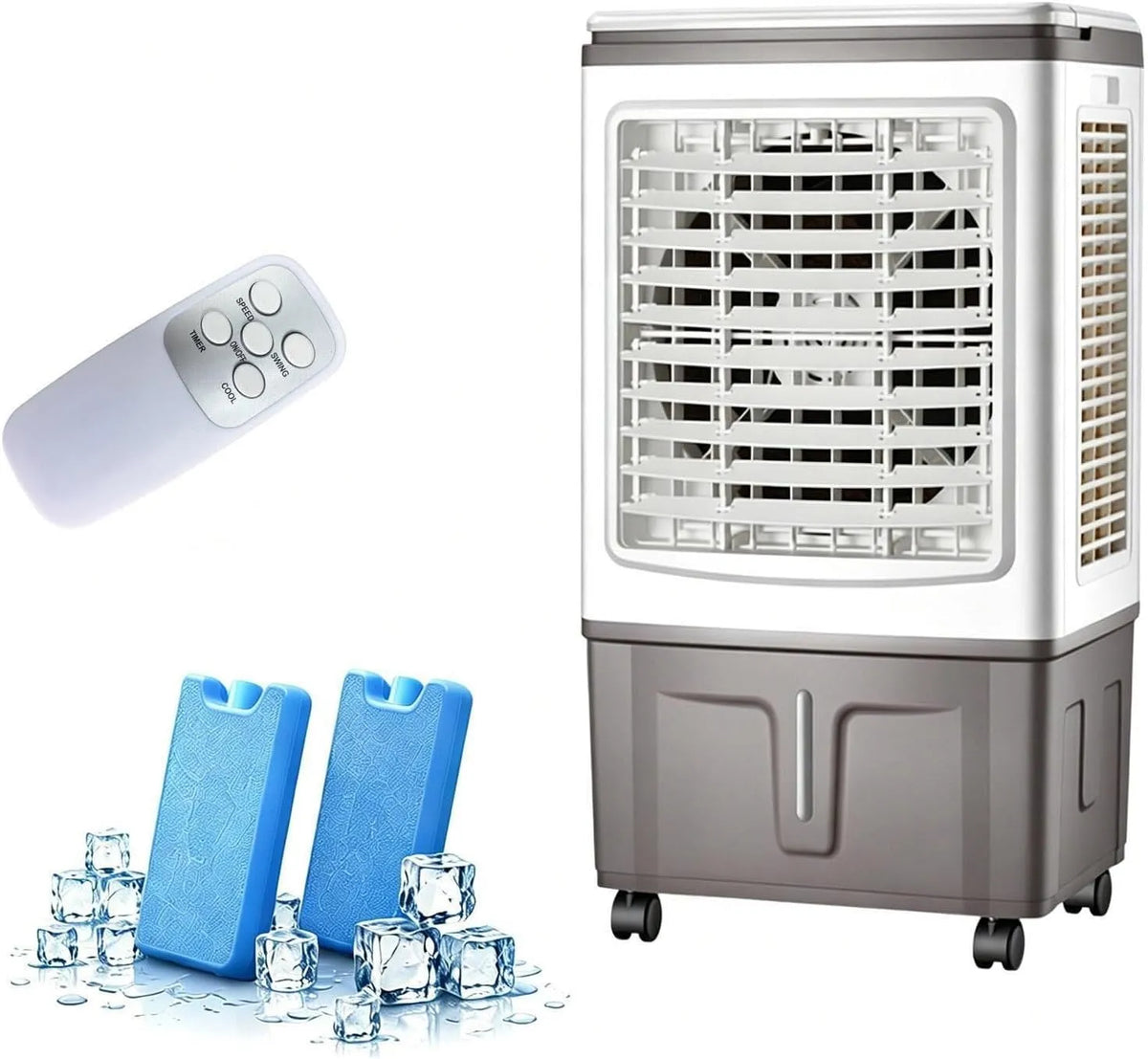generic, Mobile klimaanlæg, Bærbar fordampningskøler (40 liter) med fjernbetjening, timer fra 0 til 7, 5 timer, Sort, 40 l