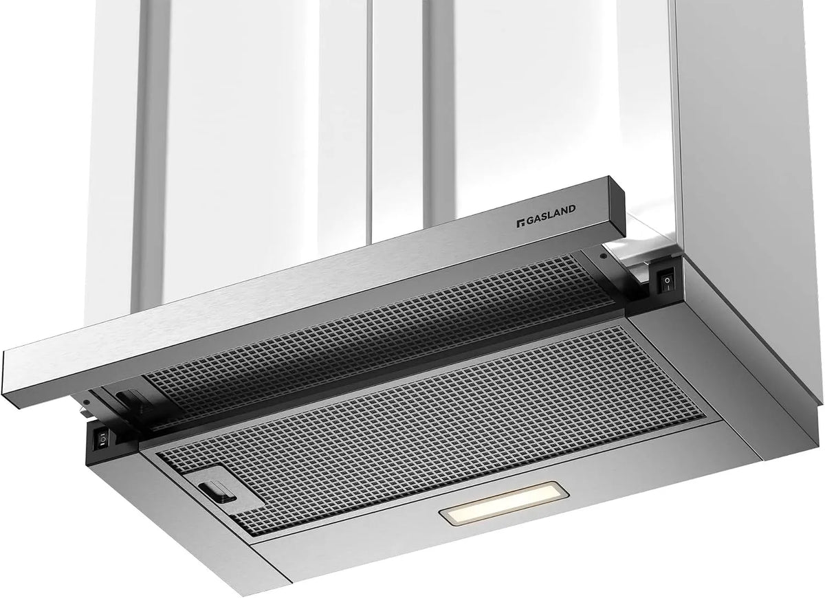 GASLAND BR60SP CF132, Udtræksemhætter, Flad skærm hætte 60 cm rustfrit stål, extractor hætte understruktur, 335 m3 / h, Sølv, 60 cm