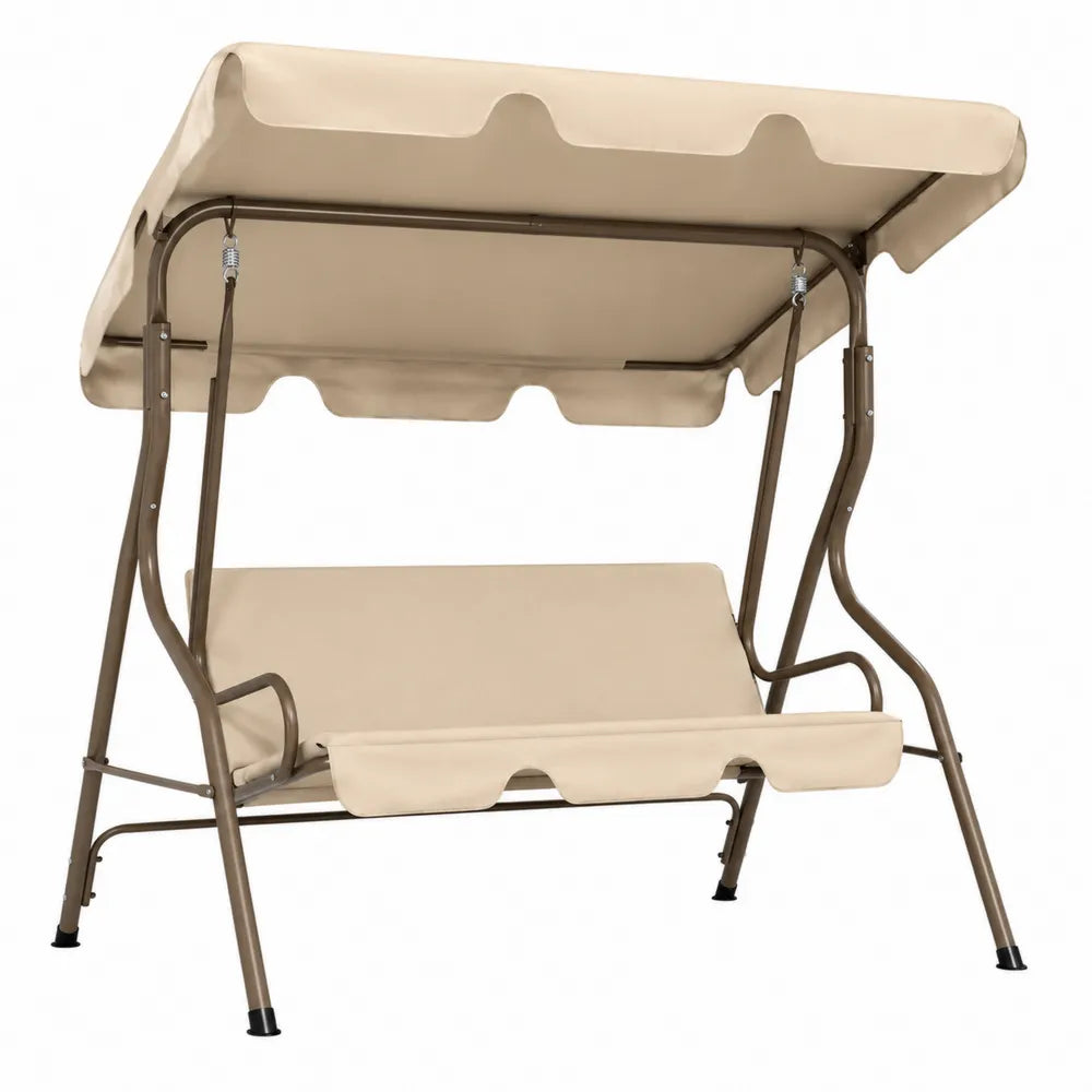 Columpio Exterior Metálico con Techo Ajustable Beige