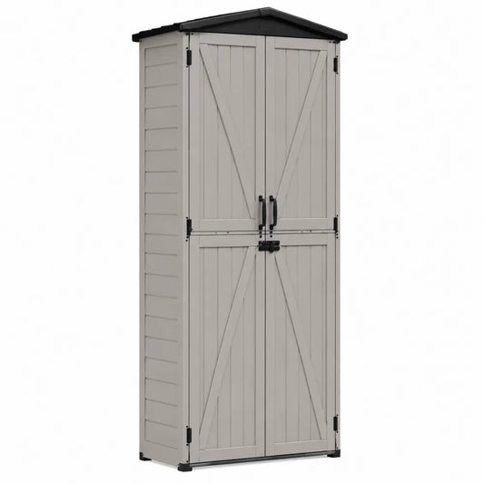 Armario de resina para exteriores gris 180 cm