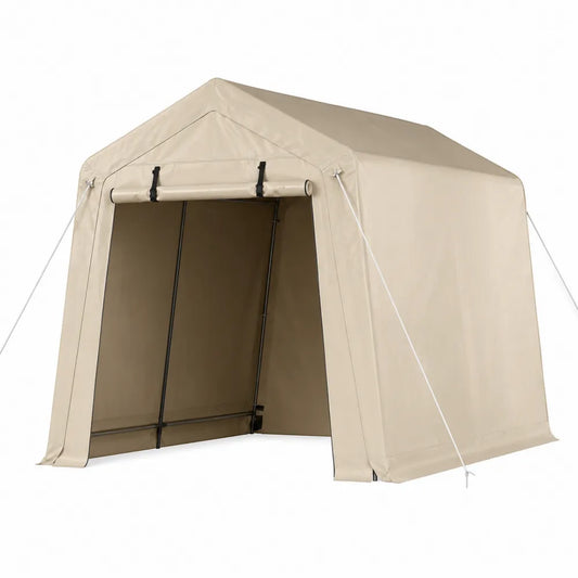Carpa de Almacenamiento Exterior Beige 300x200x200 cm Lona de Polietileno y Acero