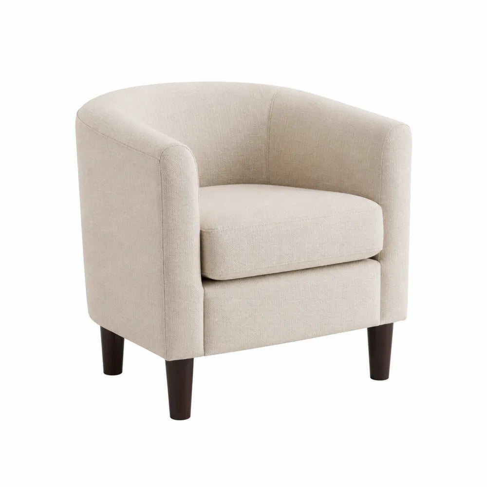 Sillón de poliéster beige con patas de madera 73x73x76 cm