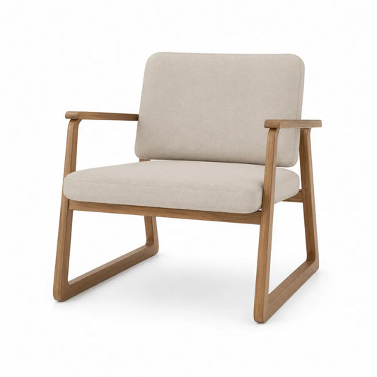 Silla de madera y tela beige