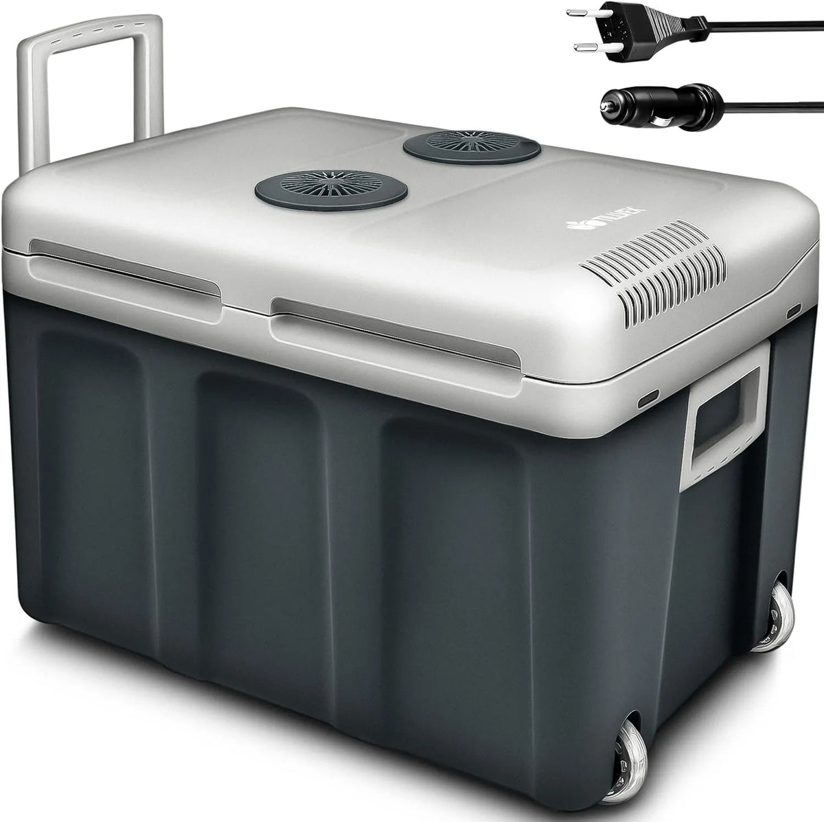 tillvex, Køleskabe, ® elektrisk 40L køleboks med ruller 12 V & 230 V, Sort, 40L, 12 V, 230 V, 240V