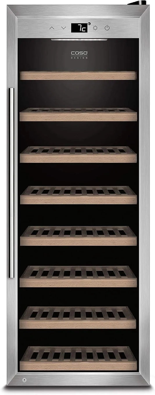 Caso, Indbyggede vinkøleskabe, WineSafe 43 - Design vin køleskab til op til 43 flasker (op til 310 mm højde), en, Sølv / sort, 310 mm, 43 v