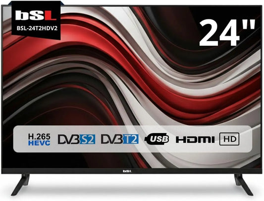 BSL BEAUTIFUL SOUND LINE BSL-24T2HDV2, Bærbare TV'er, TV 24 tommer BSL- LED HD 1366x768, Sort, 2 L, 1366x768, 24 ', 24 L