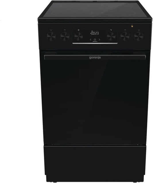 Gorenje 50cm/70 GECS5C70BPA, Komfurer, Elektrisk komfur med keramisk kogetop af glas / 50cm / 70 liter / GentleClose /, Sort, 50cm, 70 G, 70 l