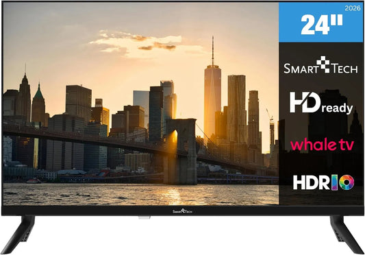 Smart Tech 24HH01V, Bærbare TV'er, TV 24 tommer Smart TV HD- Ready opløsning og HDR, Sort, 01V, 60 cm, 10 l