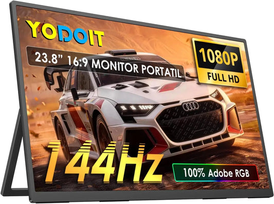 Yodoit, Skærme, Yodit Portable Monitor 23, 8 inches 144hz, 1920 x 1080 FHD Portable Monitor med, Sort, 23, 8 inch, 144hz, 1920 x 1080, 1 cm