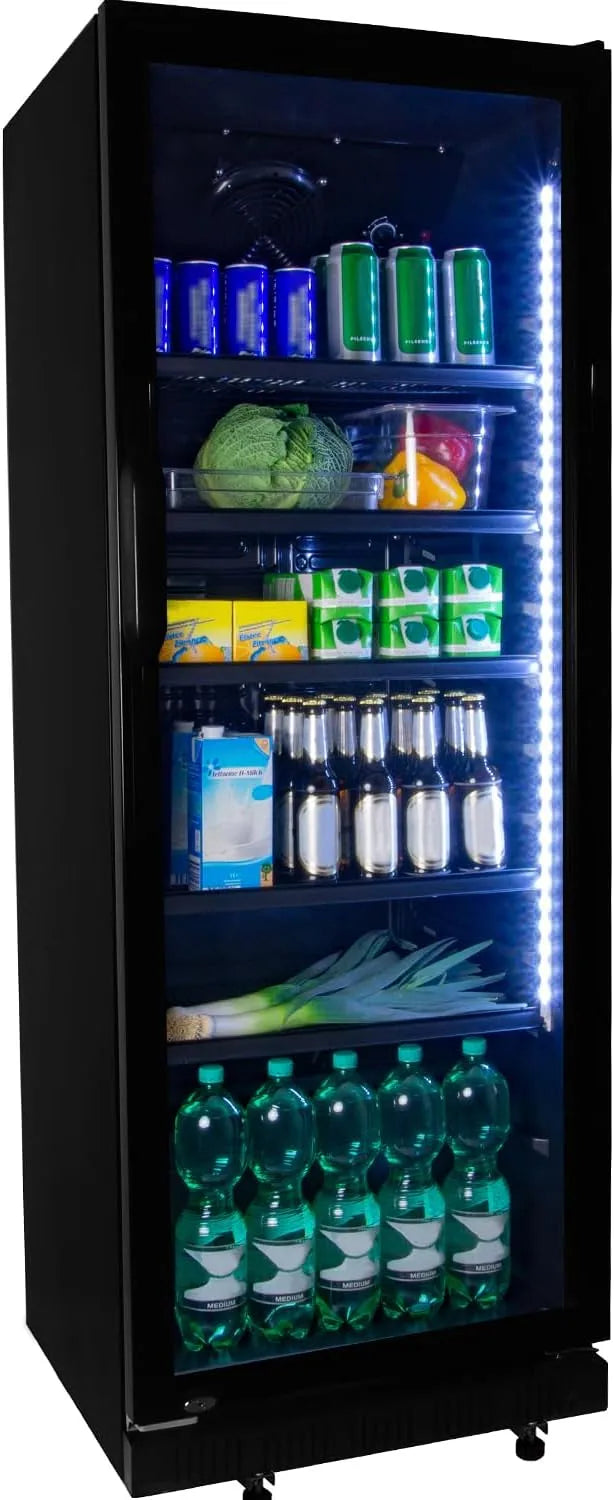 ZORRO, Køleskabe til flasker, Drikkevare Køleskab ZKB 360 liter sort flaske køleskab med glasdør Gastro, Sort, 360 l, 55dB, 1, 84 kW