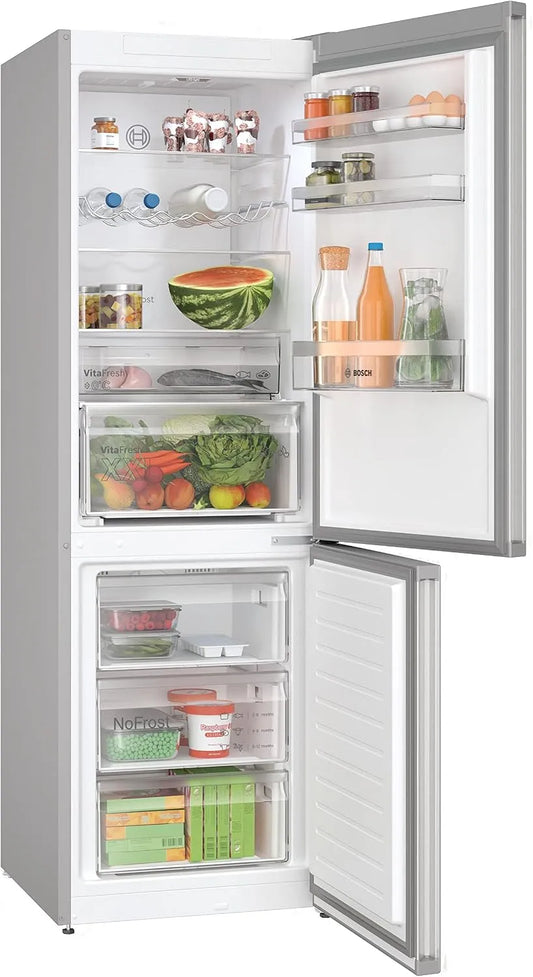 Bosch KGN367LDF, Køle-/fryseskabe, Series 4 køleskabe-fryser kombination, 186 x 60 cm, 218 L køling + 103 L, Hvid, 367L, 218 L