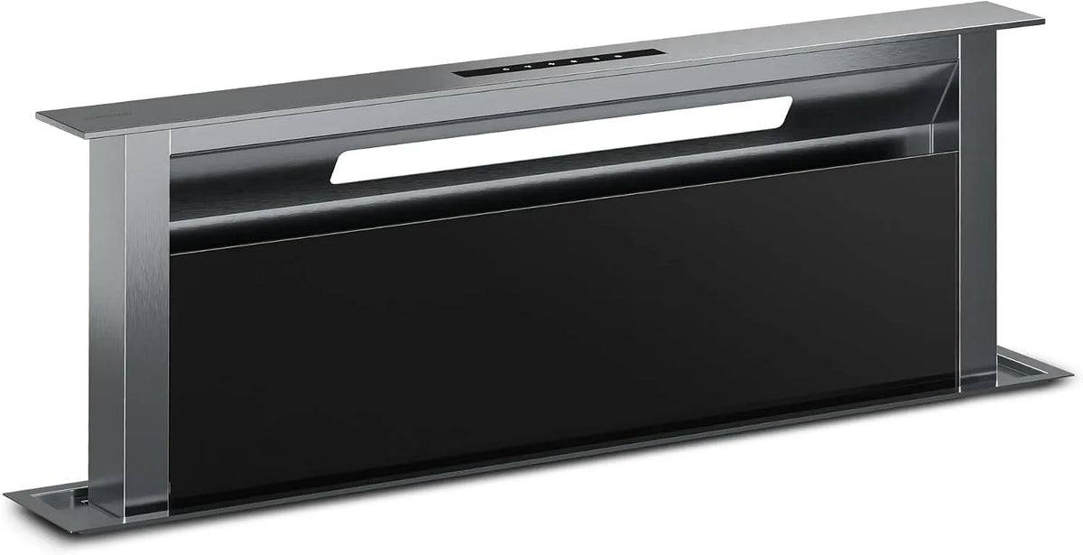 Klarstein, Væghængte emhætter, Verosteel Downdraft område hætte 90 cm - A + + Energiklasse, 906, 2 m3 / h Boost, Sort / sølv, 90 cm, 69, 4 dB