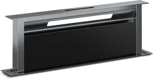 Klarstein, Væghængte emhætter, Verosteel Downdraft område hætte 90 cm - A + + Energiklasse, 906, 2 m3 / h Boost, Sort / sølv, 90 cm, 69, 4 dB