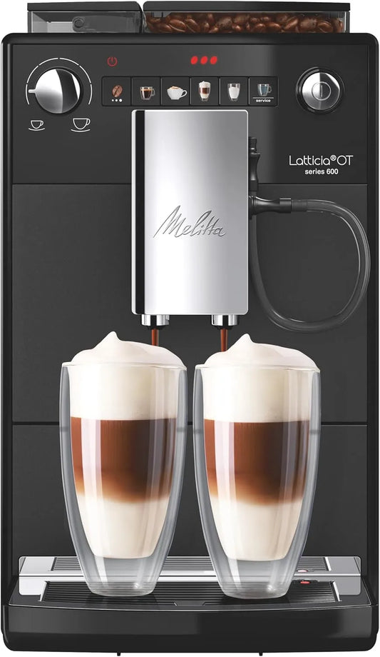 Melitta, Fuldautomatiske kaffemaskiner, Latticia OT - fuldautomatisk kaffemaskine med mælkesystem, kaffemaskine med kværn, Sort, 2L, 7, 5g, 9.5g