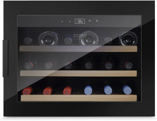 Caso, Indbyggede vinkøleskabe, WineSafe 18 EB sort Design Build- in Vin Køleskab med komprimering teknologi til, Sort, 310 mm, 18 v, 31 cm