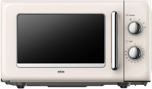 Silva Schneider, Multifunktionelle mikrobølgeovne, MW- R 25.3 Retro Mikrobølgeovn 20L, 700 Watt, 6 effektniveauer, timere, Beige, 20L, 700 W