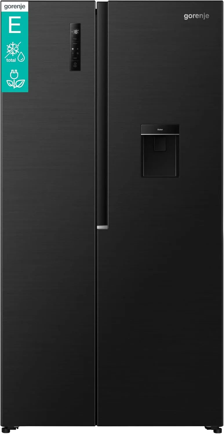 Gorenje NRS917E41BXWD, Køle-/fryseskabe, 39dB/ 541L/ Køleskab / Fryser / 541L / 39dB / EEK: E / NoFrost Plus / Vand, Sort, 39dB, 541L, 1 × 178