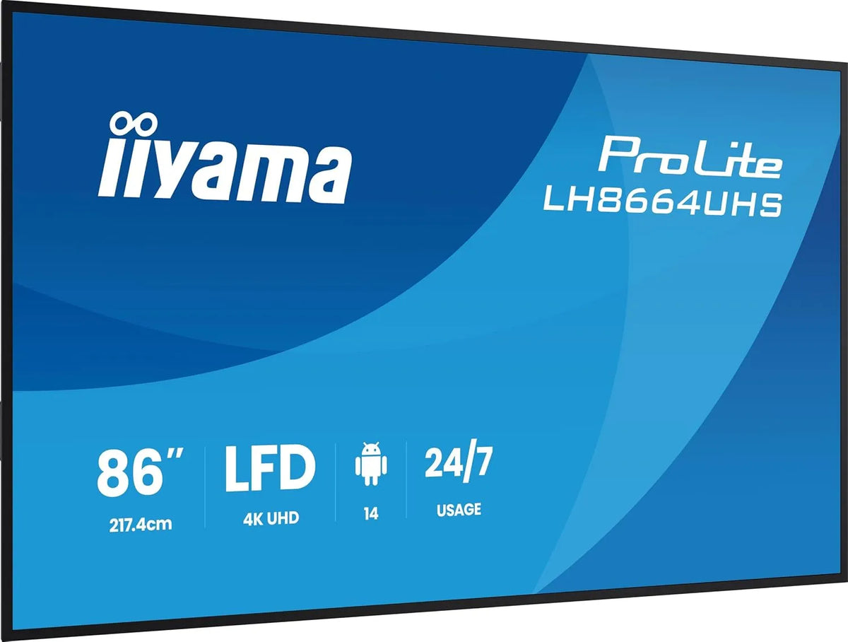iiyama RS-232c LH8664UHS-B3AG, Skærme, Prolite LH8664UHS- B3AG 217.4cm 85.6 'Digital signage skærm IPS LED Panel 4K, Sort, 217.4cm, 85.6 ', 4K