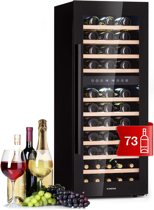 Klarstein, Drikkevarekøleskabe, Vinkøler Fritstående, Smådrikke Køleskab Smalje, 2 Zoner Vin Køleskab med, Sort